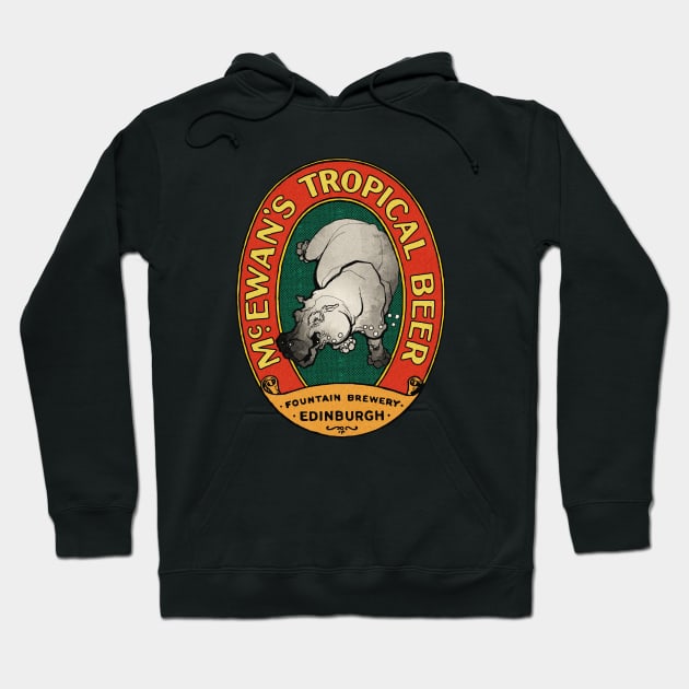 Vintage Scottish Hippo Beer Hoodie by Kujo Vintage